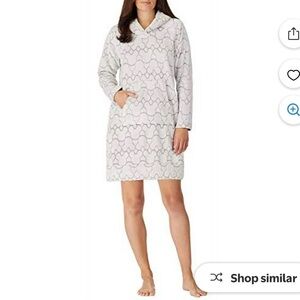 Disney Mickey Mouse Fleece Lounge Hoodie Dress — Cozy Hooded Nightshirt — Size M